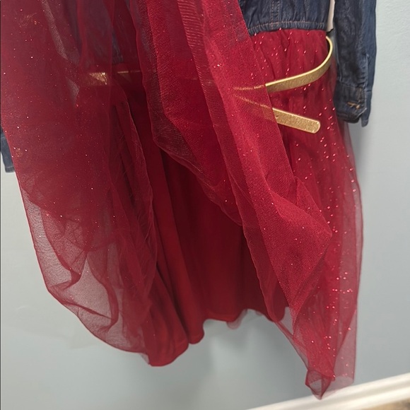 Lilt Blue and Red Jean dress  with Tulle Accents - Picture 5 of 10